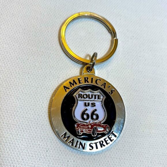 America’s Main Street Route 66 classic car American road highway keychain - Picture 1 of 6